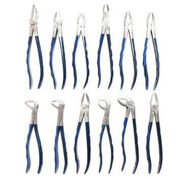 Api+ Extraction Forceps Finger Pattern Blue Series Set of 12